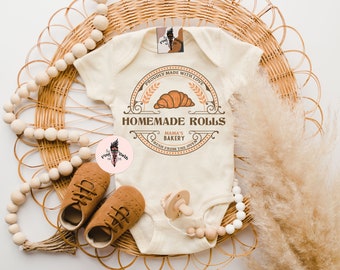 Baby rolls Bodysuit, funny rolls retro cute baby shirt, funny baby rolls bakery thanksgiving shirt, fresh rolls baby shirt