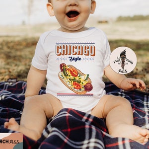 Chicago style hotdog Bodysuit, Chicago hotdog Bodysuit, Chicago Baby shirt, Chicago hot dog retro, Chicago baby gift