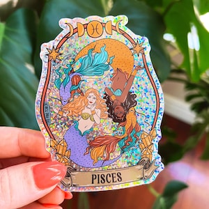 Pisces Zodiac Glitter Sticker, Pisces sticker, Zodiac Kids Glitter Sticker, Pisces Zodiac sticker, Water bottle, laptop, phone stickers