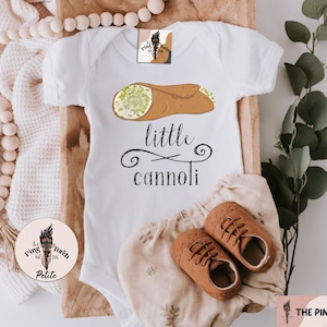 Little Cannoli Italian bodysuit, Italian cannoli shirt, cannoli Italian pregnancy announcement, pastry baby shirt, Italian baby gift
