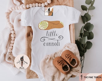Little Cannoli Italian bodysuit, Italian cannoli shirt, cannoli Italian pregnancy announcement, pastry baby shirt, Italian baby gift