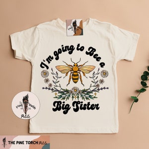Big Sister announcement tee, bee big sister baby tee, matching bee big sister announcement shirt, little bee baby shower shirt, bee shirt