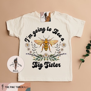 Big Sister announcement tee, bee big sister baby tee, matching bee big sister announcement shirt, little bee baby shower shirt, bee shirt