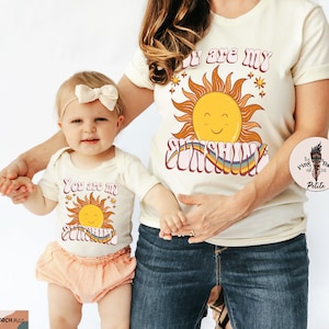 Mama and Mini retro sunshine mommy and me shirts, retro you my sunshine matching shirts, retro mothers day tees, valentines mommy and me set