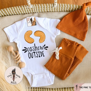 Cashew outside nuts Bodysuit, peanut pregnancy announcement, nuts kids clothing, cute nuts baby shirt, funny nuts kids shirt