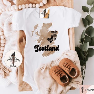 Scotland baby bodysuit, made in Scotland, Scotland baby gift, Scotland baby shirt, Made with love in Scotland, Scotland baby shower gift