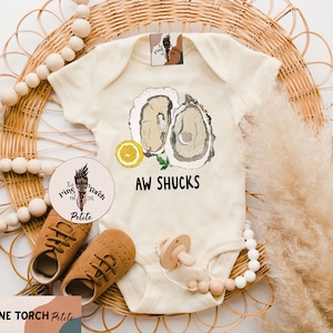 Aw shucks oyster Bodysuit, oyster baby clothes, oyster kids shirt, retro oyster baby tee, newborn oyster baby clothes, oyster shucks shirt