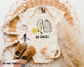 Aw shucks oyster Bodysuit, oyster baby clothes, oyster kids shirt, retro oyster baby tee, newborn oyster baby clothes, oyster shucks shirt