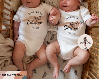 Someone in North Carolina loves me bodysuit, made in North Carolina, North Carolina baby gift, North Carolina baby tee, Made with love in NC