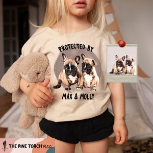 Protected by dog baby shower, Personalized Dog kids Outfit, custom dog Baby shower gift, personalized dog portrait kids tee, custom dog baby