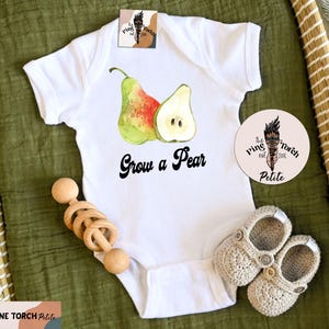 Pear Bodysuit, grow a Pear clothes, fruit and veggie kids shirt, Pear baby tee, fruit pun clothes