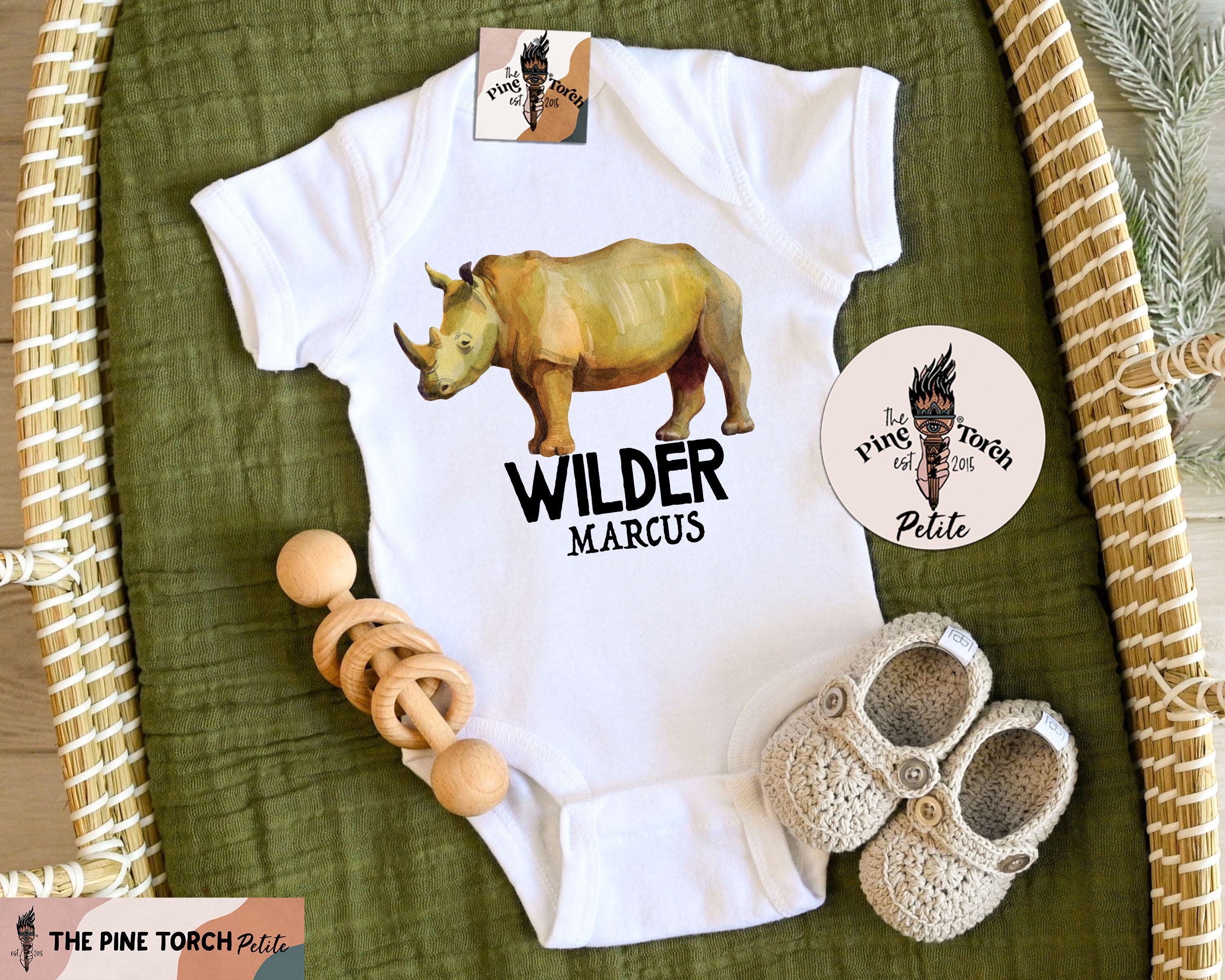 Personalized rhino bodysuit, custom rhinoceros baby shower gift, rhino baby, rhino shirt, rhino pregnancy announcement