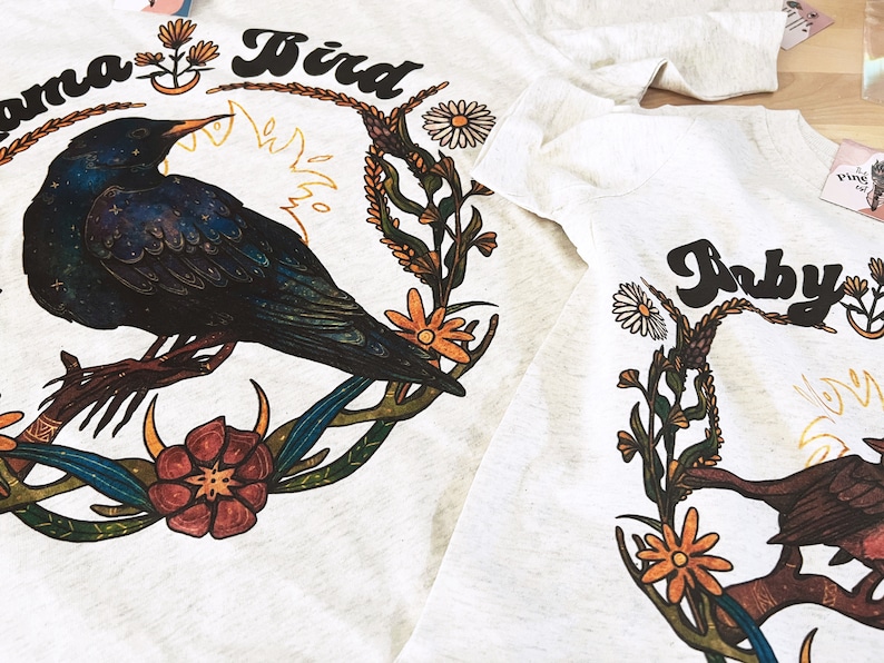 Mama Bird Unisex Tee, Retro Mama Bird Family Matching Shirts, Boho Bird ...