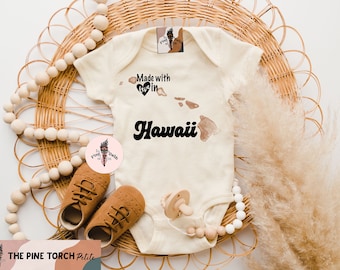 Hawaii baby bodysuit, made in Hawaii, Hawaii baby gift, Hawaii baby shirt, Made with love in Hawaii, Hawaii state shirt