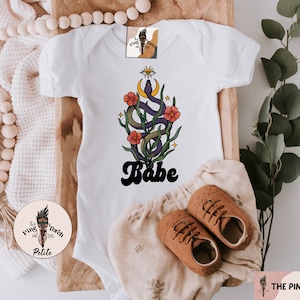 Babe witchy snake bodysuit, mystical snake bodysuit, little snake big sister announcement shirt, witchy snake baby shower shirt, snake tee