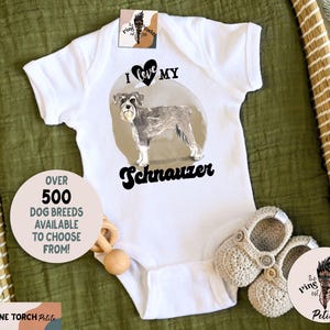 I love my Schnauzer baby bodysuit, Schnauzer Newborn Outfit, custom dog Baby shower gift, personalized Schnauzer dog breed kids tee