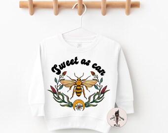 Sweet as Can Bee toddler youth sweatshirt, baby bee bird kids pullover, queen bee matching pullover set, bee matching sweatshirt