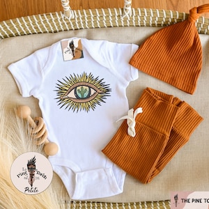 Evil eye baby Bodysuit, cactus evil eye baby shirt, cactus mystical eye kids shirt, retro evil eye kids tee, evil eye shirt, retro evil eye