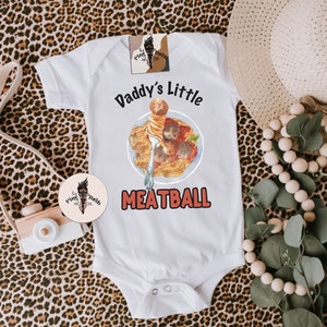 Spaghetti Meatball baby bodysuit, Daddy's little meatball baby shirt, Italian baby shirt, Italian spaghetti and meatball baby announcement
