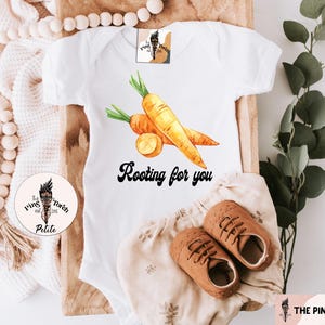 Little carrot Bodysuit, rooting for you baby clothes, fruit and veggie kids shirt, carrot baby tee, newborn fruit baby clothes