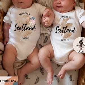 Someone in Scotland loves me bodysuit, made in Scotland, Scotland baby gift, Scotland baby tee, Made with love in Scotland