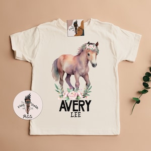 Personalized horse kids tee, custom floral horse baby shower gift, horse baby, horse shirt, horse pregnancy announcement