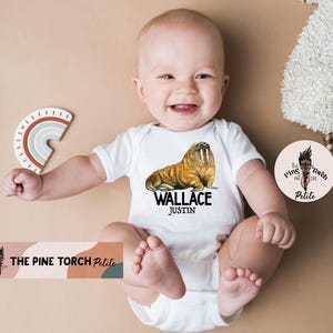 Personalized walrus bodysuit, custom walrus baby shower gift, walrus baby, walrus shirt, walrus pregnancy announcement