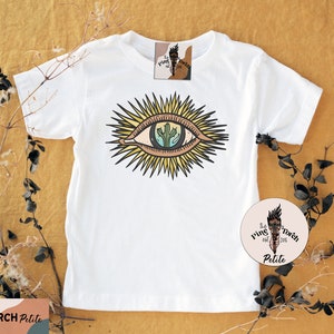 Evil eye baby kids tee, cactus evil eye baby shirt, cactus mystical eye kids shirt, retro evil eye kids tee, evil eye shirt, retro evil eye