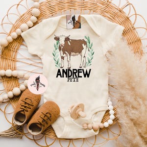 Personalized cow bodysuit, cow custom baby shower gift, cow baby, cow shirt, cow pregnancy announcement