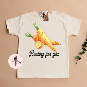 Little carrot kids tee, rooting for you baby clothes, fruit and veggie kids shirt, carrot baby tee, newborn fruit baby clothes