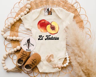 Nectarine Bodysuit, little Nectarine baby clothes, fruit and veggie kids shirt, Nectarine baby tee, fruit pun clothes