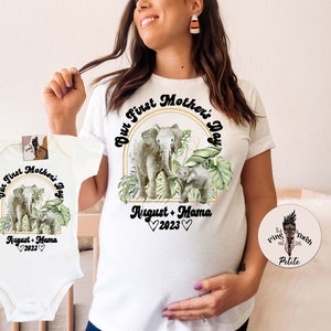 Custom Elephant first mothers day Mommy and Me set, Personalized first mothers day, custom Mother&#39;s Day Baby gift, personalized mothers day