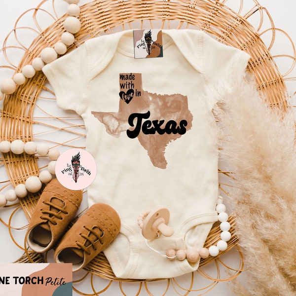 Texas baby bodysuit, made in Texas, Texas baby gift, Texas baby shirt, Made with love in Texas, Texas kids tee, Texas baby shirt, TX tee