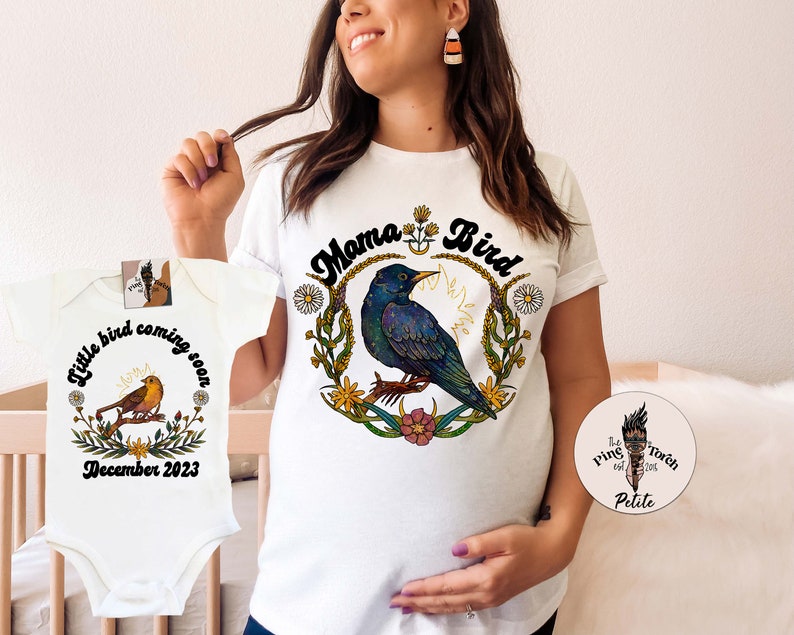 Mama Bird Unisex Tee, Retro Mama Bird Family Matching Shirts, Boho Bird ...