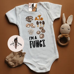 Fungi mushroom baby Bodysuit, I'm a fungi shiitake baby clothes, mushroom fungi kids shirt, retro mushroom baby tee, farmers market