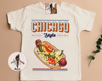 Chicago style hotdog kids tee, Chicago hotdog Bodysuit, Chicago Baby shirt, Chicago hot dog retro, Chicago baby gift