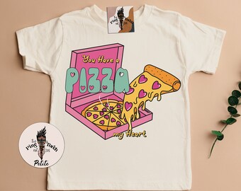 Pizza valentine kids tee, funny pizza my heart kids shirt, love and pizza vday, pizza lover bodysuit, pizza slice baby tee