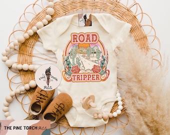 Retro road tripper bodysuit, desert road trip pregnancy announcement, desert drive mountains road trip shirt, desert west shirt, west baby