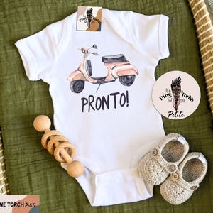 Funny Italian baby bodysuit, pronto motorcycle shirt, Italian baby shirt, Italian pronto baby shirt, Italian pregnancy