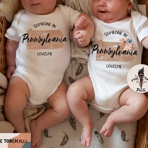 Someone in Pennsylvania loves me bodysuit, made in Pennsylvania, Pennsylvania baby gift, Pennsylvania baby tee, Made with love in PA