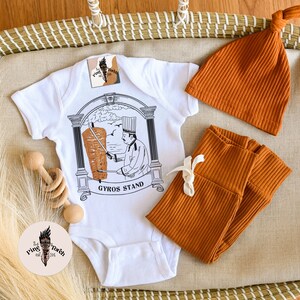 Gyros Stand Greek Bodysuit, Yiayia papou nouna theia greek Bodysuit, Gyros stand kabob baby Bodysuit, Greek baby shirt, Greek Baby gift