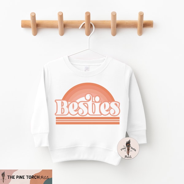 Besties retro toddler youth sweatshirt, retro bff 70s pullover, best friends matching set, bff 70s matching sweatshirt, bff pullover