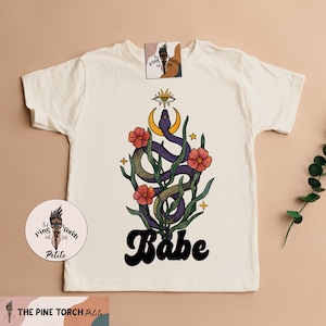 Babe witchy snake kids tee, mystical snake bodysuit, little snake big sister announcement shirt, witchy snake baby shower shirt, snake tee