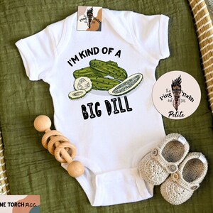 Big dill pickle baby Bodysuit, I'm kind of a big deal kids clothes, funny dill pickle kids shirt, retro big dill baby tee, pickle shirt