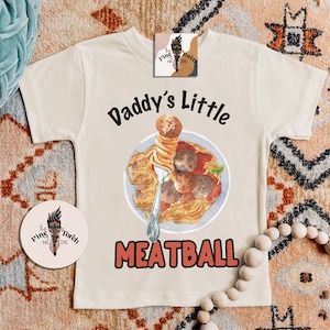 Spaghetti Meatball baby kids tee, Daddy's little meatball baby shirt, Italian baby shirt, Italian spaghetti and meatball baby announcement