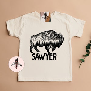 Custom Bison bodysuit, personalized name bison baby shower gift, custom hunting wild bison baby, bison pregnancy announcement