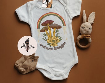 Future Forager baby Bodysuit, mushroom hunter forager baby shirt, mushroom forager sprout kids shirt, forager mushroom hunter kids shirt