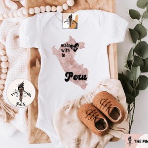 Peru baby bodysuit, made in Peru, Peru baby gift, Peru baby shirt, Made with love in Peru, Peru baby shower gift