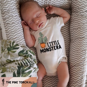 Little Monstera baby Bodysuit, plant baby houseplant monstera baby shirt, monstera plant wet plants shirt, funny houseplant kids clothes