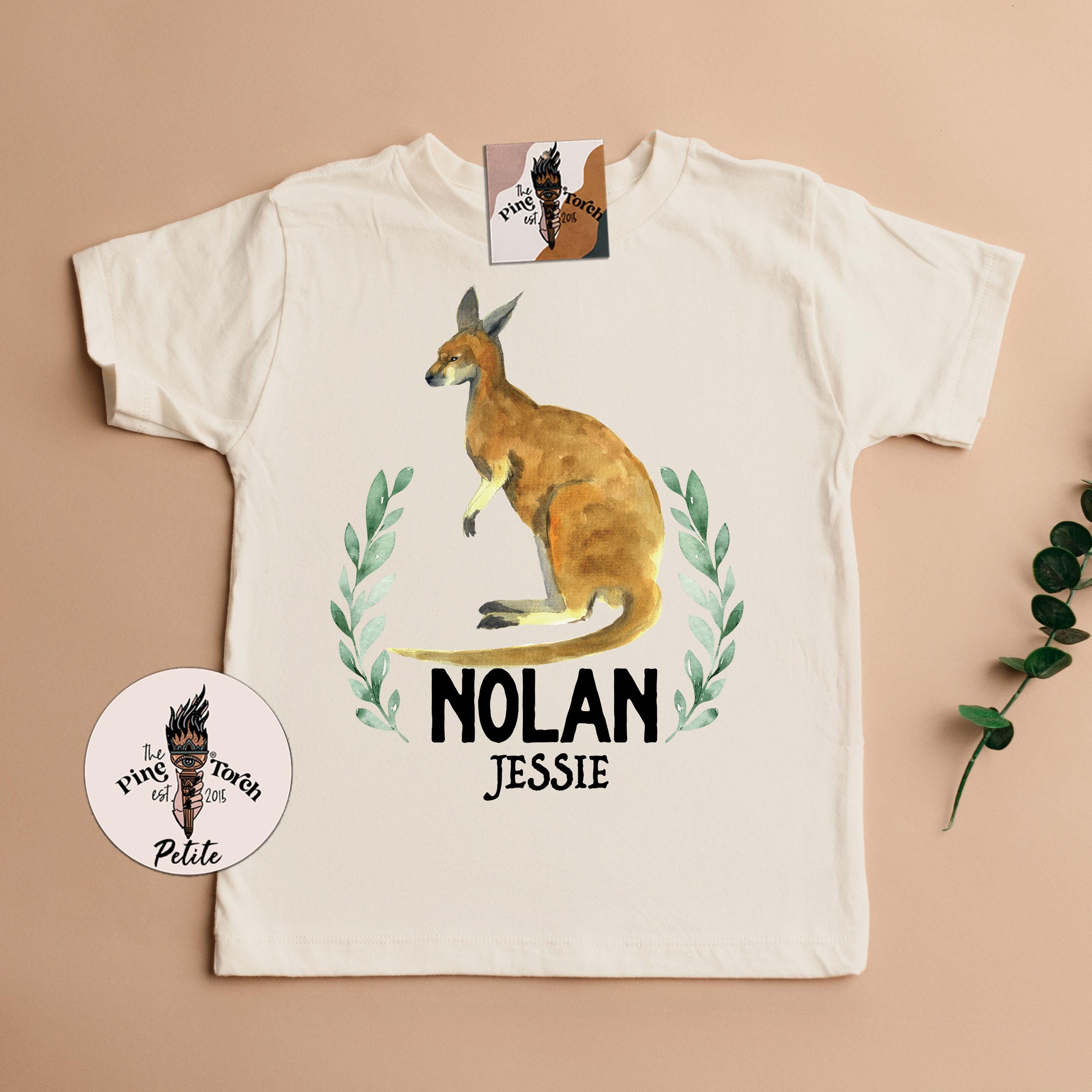 Personalized Kangaroo Kids Tee, Kangaroo Custom Baby Shower Gift